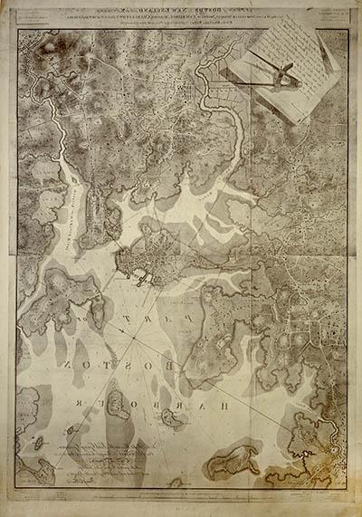 A Plan of Boston in New England with its Environs, including Milton, Dorchester, Roxbury, Brooklin [sic], Cambridge, Medford, Charlestown, Parts of Malden and Chelsea, with the Military Works Constructed in those Places in the Years 1775 and 1776 Facsimile map